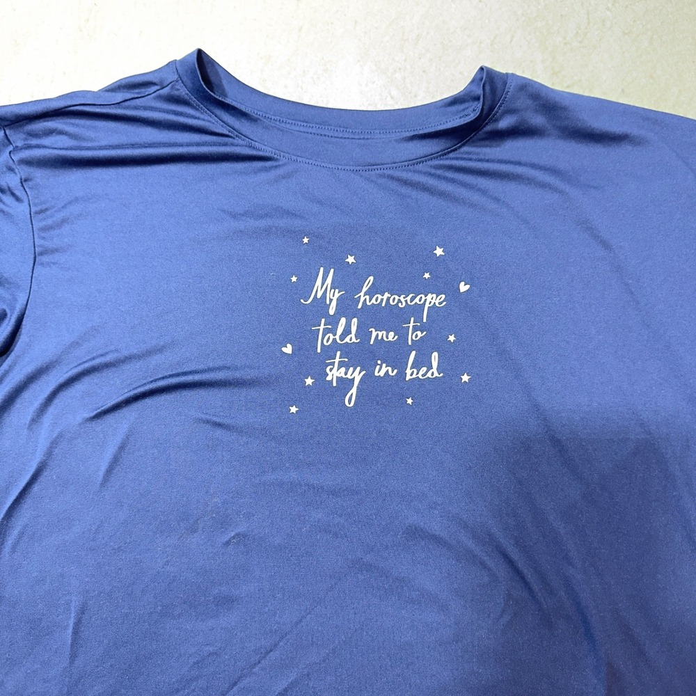 Joyspun Pajama Top Womens L Navy Blue Excellent My Horoscope Graphic Sleep Tee